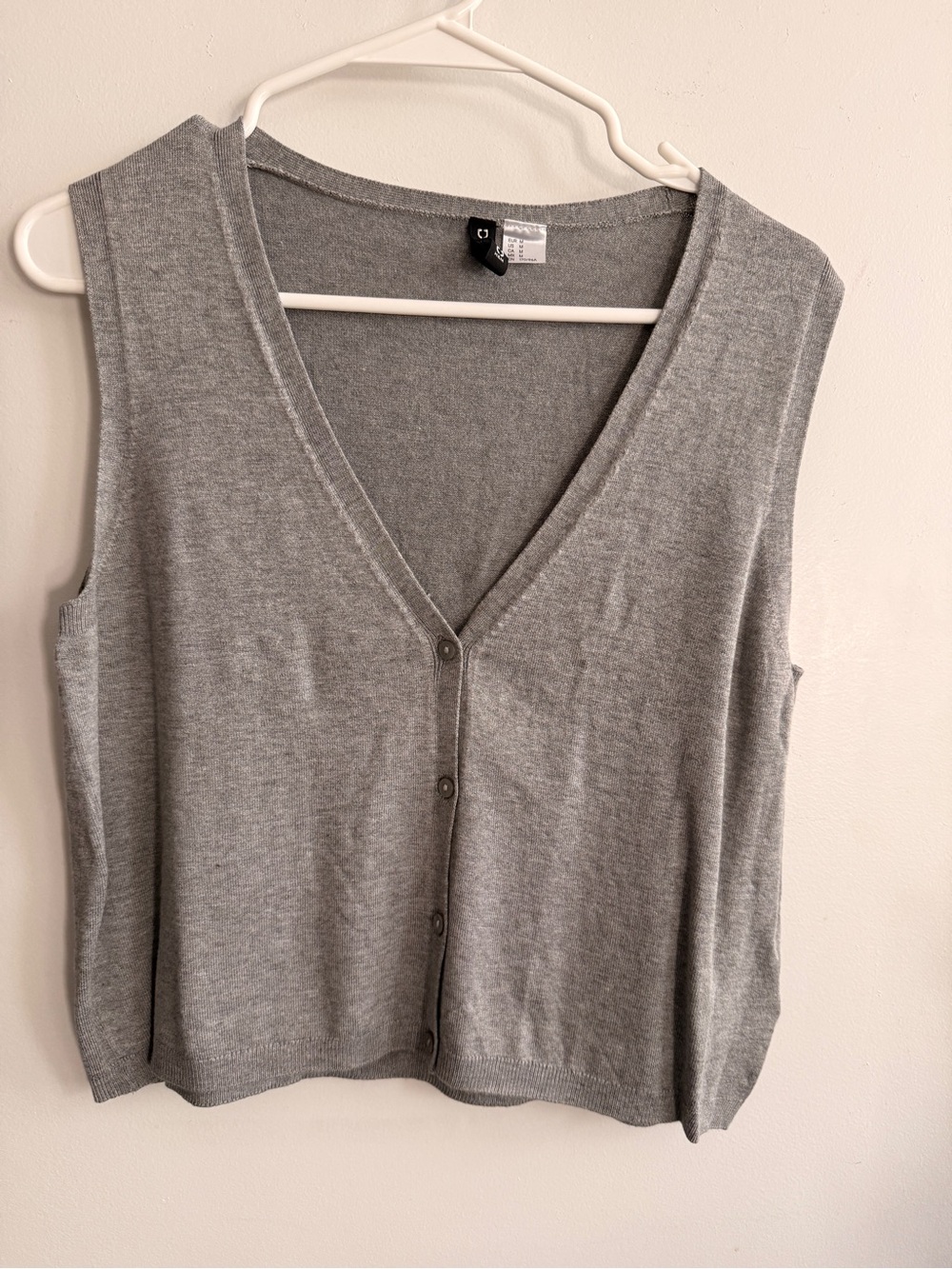 H&M Gray Sleeveless V-Neck Button Cardigan